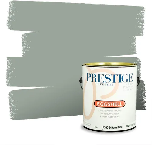 Miniatura 169 de Prestige Paints - Pintura exterior e imprimación en uno, 1 galón, plano, compatibilidad comparable con el color menta «Whipped Mint» de Behr