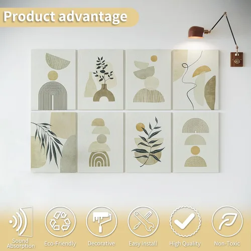 Miniatura 4 de Art3d paneles insonorizantes para pared 48"x32", paquete de 8 paneles acústicos de pared con arte, paneles de pared decorativos y absorbentes