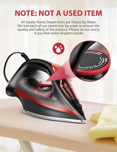 Miniatura 3 de Plancha de vapor a presión para ropa, apagado automático, peso ligero, plancha de 1500 W con suela de cerámica antiadherente, apagado automático