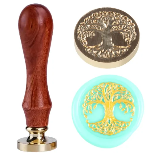 Miniatura 10 de Sello de cera de trébol de cuatro hojas, sello de trébol de la suerte con mango de palisandro 1'' 2.5cm, sello distintivo de cera de sellado, un