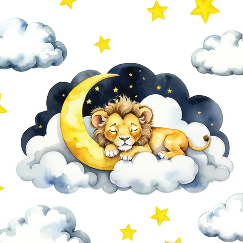 Miniatura 8 de Calcomanía de pared extraíble – Conejito dormido en la nube con luna y estrellas Juego de calcomanías de tela grande para guardería o habitación
