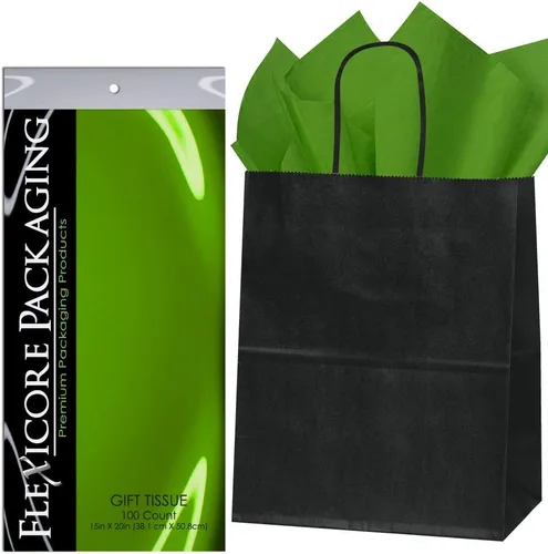 Miniatura 17 de Flexicore Packaging® Bolsas de regalo de papel kraft negro de 8 x 4.75 x 10.25 pulgadas + papel de seda de regalo (azul rey, 5 bolsas)
