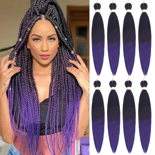 Miniatura 59 de Beyond Beauty - Trenzas preestiradas de cabello profesional sin picazón, ajuste de agua caliente, fibra sintética, textura Yaki, extensiones
