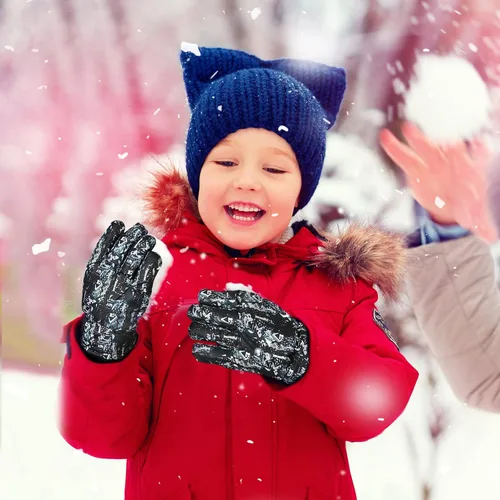 Miniatura 5 de SATINIOR 2 pares de guantes impermeables para niños, guantes de nieve cálidos para invierno, guantes de esquí para niños y niñas, resistentes al