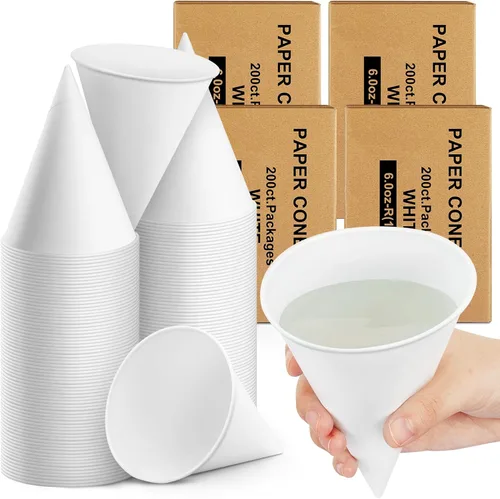 Miniatura 12 de Roshtia 800 tazas de cono de papel gruesas desechables para hielo afeitado, dispensador de enfriador de agua para granizados, color blanco