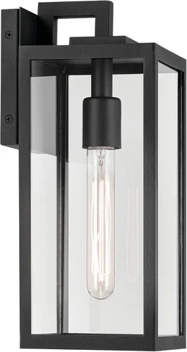 Miniatura 4 de Kichler Branner 59111BKT - Lámpara de pared tradicional para exteriores, con textura negra, de lujo, con cristal transparente, para puertas