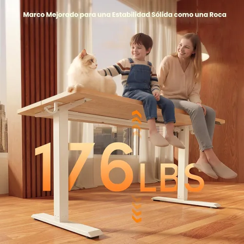 Miniatura 4 de FEZIBO Escritorio de pie, 48 × 24 pulgadas, altura eléctrica ajustable, para sentarse y ponerse de pie, escritorio de oficina para computadora