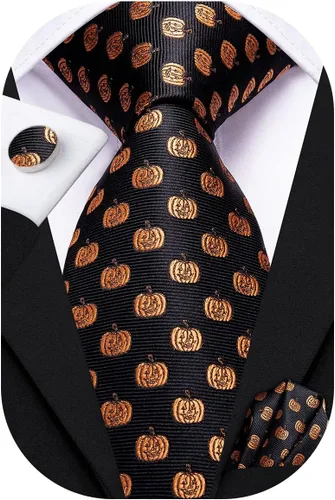 Miniatura 8 de Hi-Tie Corbata clásica de cachemira para hombre con pañuelo y gemelos a cuadros