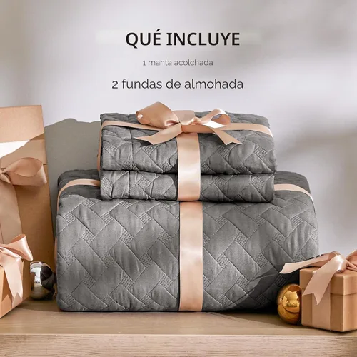 Miniatura 7 de Bedsure Colchas de tamaño Queen – Colchas grises tamaño Queen con patrón de tejido de canasta, juego de ropa de cama suave, juego de edredón ligero