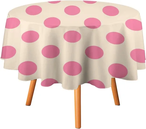 Miniatura 19 de Mantel redondo lavable de lunares negros sobre beige de 50 pulgadas para cocina, comedor, fiesta, decoración moderna
