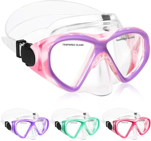 Miniatura 16 de ACQCES Gafas de natación para niños, máscara de buceo para niños y niñas de 5 a 15 años, gafas de natación antivaho de dos colores con cubierta