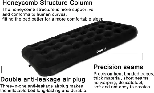 Miniatura 4 de Onirii Colchón de Aire Individual Tamaño Twin para Acampar con Bomba de Aire, Colchón de Aire Inflable de Viaje, Almohadilla de Cama Inflable