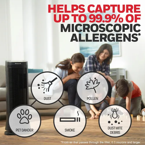 Miniatura 3 de Honeywell Air Genius HFD360 - Purificador de aire para el hogar, habitaciones grandes de hasta 1268 pies cuadrados con filtro permanente y lavable