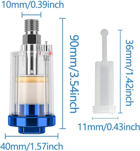 Miniatura 6 de 2 piezas mini en línea filtro de aire separador de aceite de agua para línea de aire With 5 Pcs Spray Gun Filters,Upgraded Brass Filter,1/4'' NPT