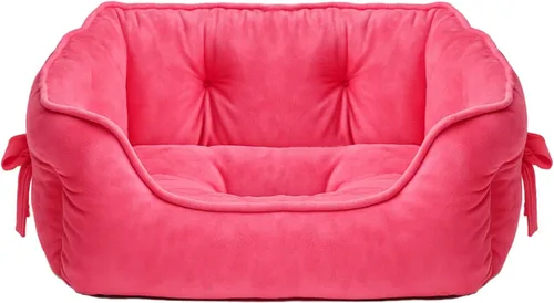 Miniatura 7 de Linda Cama de Princesa para Perros Rosa, Cama para Cachorros para Perros Pequeños, Sofá Transpirable para Gatos, Cojín para Mascotas con Lazo, Nido