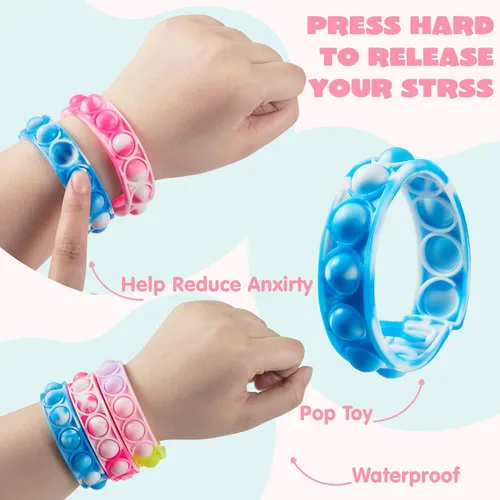 Miniatura 3 de JOYIN Paquete de 28 tarjetas de regalo para el día de San Valentín con pulsera Pop Fidget, juguete para ansiedad de burbujas para reventar, pulsera