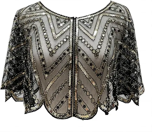 Miniatura 6 de Specell 1920s Handmade Sequin Beaded Evening Shawl Bridal Wrap Shawls and Wraps for Evening Dresses Wedding Shawl 10