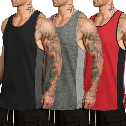 COOFANDY Mens Workout Tank Tops 3 Pack Quick Dry Gym Muscle Tee Training Sports Fitness Bodybuilding Sleeveless T Shirt