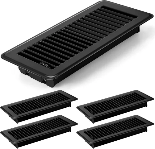 Miniatura 14 de Retisee 4 cubiertas de ventilación de registro de piso de 4 x 12 pulgadas, rejillas de ventilación de piso de acero resistente con flujo de aire