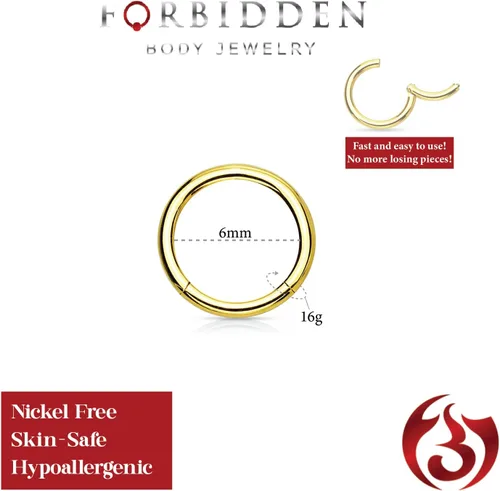 Miniatura 115 de Forbidden Body Jewelry - Piercing para la nariz de acero quirúrgico 316L con bisagra, 14G, 16G, 18G, diámetro de 15/64, 5/16, 25/64, 15/32 pulgadas
