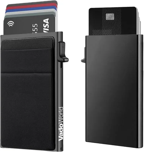 Cartera delgada para tarjetas, organizador de tarjetas de crédito, bloqueo RFID, cartera minimalista con bolsillo frontal para efectivo, Airtag y