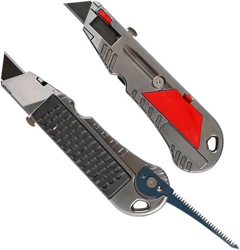 Miniatura 7 de Cuchillo y escofina para paneles de yeso KL300 – Herramienta de corte de tablero de yeso 4 en 1 con funda de cuero – Cuchillo profesional de corte
