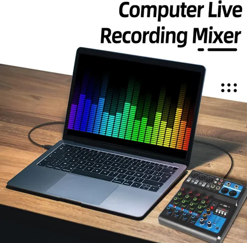 Miniatura 4 de Mezcladores DJ de 5 Canales Mesa de Mezcla de Audio con Bluetooth, Interfaz de Audio USB con Alimentación Phantom de 48V Mesa de Mezcla de Sonidos