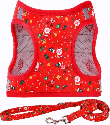 Miniatura 16 de Arnés para perro con correa, arnés reflectante para todo clima, sin tirones, con patrón floral, acolchado, malla para gatos, cachorros, perros