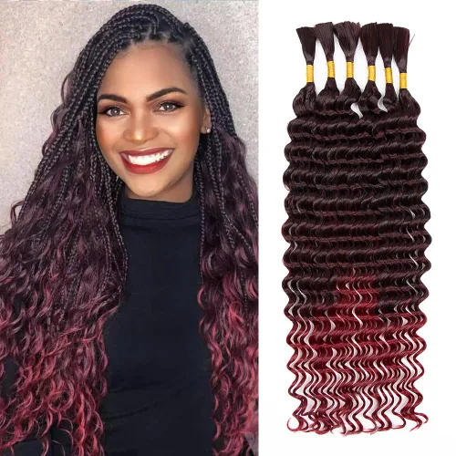 Miniatura 51 de Cabello bohemio para trenzar de 18 pulgadas, 2 paquetes de cabello ondulado profundo a granel para trenzas bohemias, sin trama, extensiones