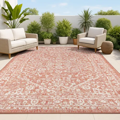 Miniatura 28 de JONATHAN Y Boho Medallion - Alfombra para interiores y exteriores, 3 x 5 pies, color verde azulado/gris, tejido texturizado Malta, para patio
