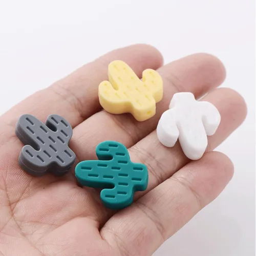 Miniatura 3 de 30 cuentas de silicona multicolor en forma de cactus para manualidades de bricolaje