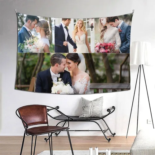 Miniatura 8 de Nsipan Tapiz personalizado para subir imágenes, texto fotográfico, decoración de pared, colección de collage de dormitorio, decoración