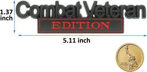 Miniatura 2 de Paquete de 2 calcomanías de metal para guardabarros de edición de veteranos de combate, repuesto para vehículos universales, SUV, motocicleta