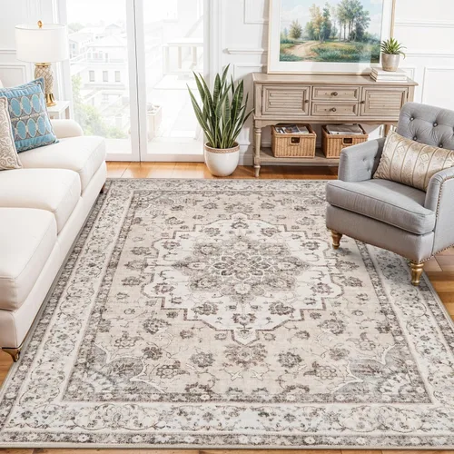 Miniatura 50 de Alfombra lavable de 2 x 3 pies para entrada: alfombras vintage con respaldo antideslizante para cocina, baño, alfombra resistente al agua
