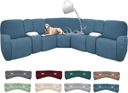 Miniatura 101 de Fundas de sofá reclinable seccional 100% impermeables para sofá reclinable en forma de L, funda de sofá modular de esquina en forma de L, fundas