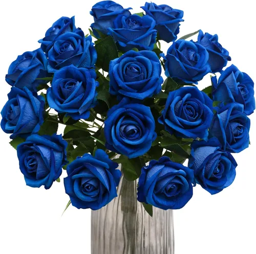 Miniatura 17 de Hawesome Rosas Falsas Flores Artificiales de Seda - 12 Piezas Rosas Moradas Artificiales Flores Falsas con Tallos para Hogar Boda Centro de Mesa