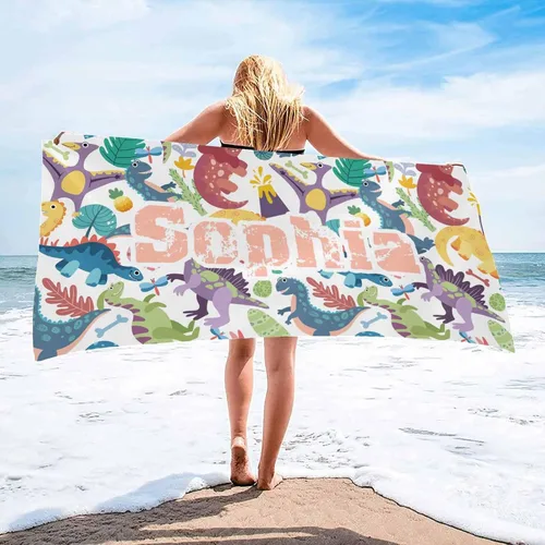 Miniatura 13 de InterestPrint Toalla de playa personalizada para mujeres y hombres, hojas tropicales, naranja, toallas de playa personalizadas con nombres, manta