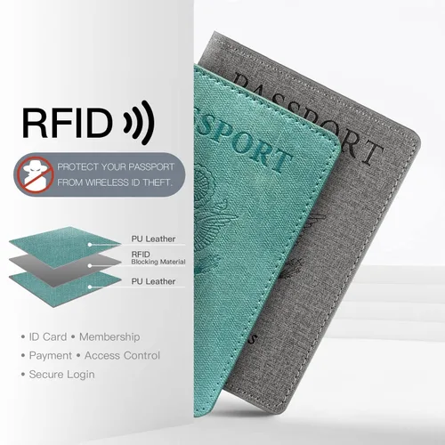 Miniatura 2 de Funda para pasaporte de vacunación, Azul 2PK