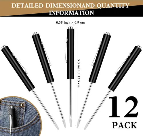 Miniatura 2 de 12 piezas de destornilladores de bolsillo mini con tops y destornilladores de bolsillo con imán, destornillador de bolsillo magnético para Negro