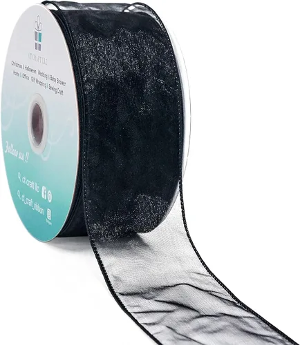 Miniatura 8 de Cinta de organza transparente con alambre de 2.5 pulgadas x 50 yardas, color blanco para silla de boda, lazo, ramo de flora, envoltura de regalos