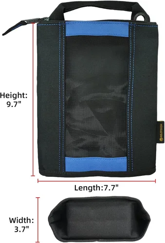 Miniatura 3 de MELOTOUGH Bolsa de herramientas de lona con cremallera – Bolsa de cierre de malla resistente, ojales para colgar (azul 2 unidades)