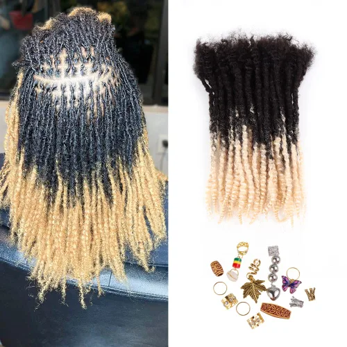 Miniatura 15 de Extensiones de cabello humano texturizado con extremos rizados, extensiones de cabello humano completamente hechas a mano para mujeres/hombres, se