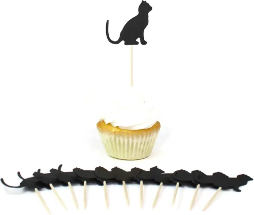 Miniatura 9 de Juego de 12 adornos para cupcakes de pastor alemán Decoración de pastel de perro negro hecho a mano Decoración de fiesta de cumpleaños