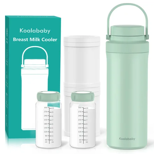 Koalababy - Enfriador portátil de leche materna de 22 onzas, enfriador de 24 horas, 2 biberones | Cooling ring, insulated breastmilk storage for