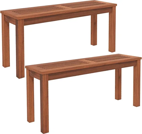Miniatura 12 de Tangkula Banco de madera para patio, banco de madera maciza para 2 personas con asiento de listones, Loveseat de 39.5 pulgadas de largo con marco
