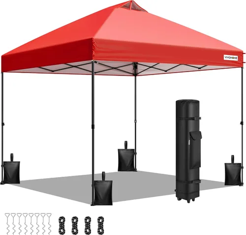 Miniatura 14 de VIVOHOME - Tienda de campaña desplegable de 8x8 pies, refugio portátil para exteriores con configuración de un solo empuje, resistente con bolsa