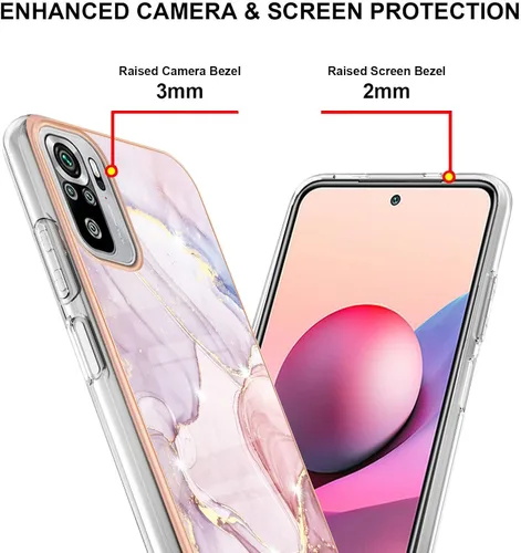 Miniatura 4 de Funda delgada para Redmi Note 10 4G, funda para Redmi Note 10s, TPU + patrón de mármol IMD, funda delgada de protección de pantalla y cámara