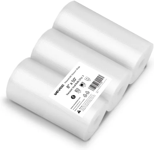 Miniatura 9 de 【2024 Nuevo】6" x 50' 3 Rollos, Rollos de Bolsas Selladoras al Vacío para Alimentos, Excelentes para Almacenamiento de Alimentos, Sous Vide