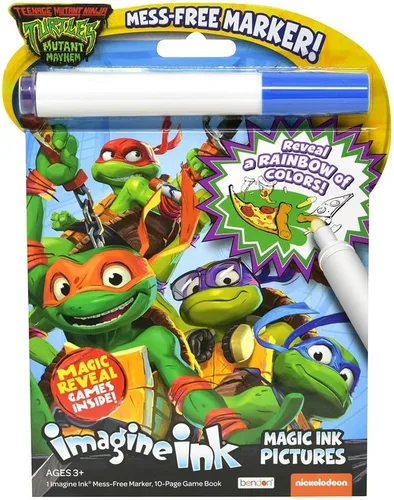 Bendon Tortugas Ninja Mutantes Adolescentes Imagine Ink, Libro con imágenes de tinta mágica y juego con marcador sin manchas