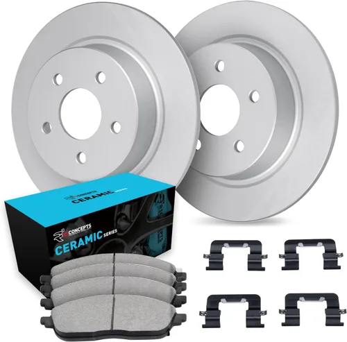 R1 Concepts Frenos traseros y rotores | Accesorios incluidos| Juego de pastillas de freno y rotores de cerámica traseras | Compatible con Acura MDX